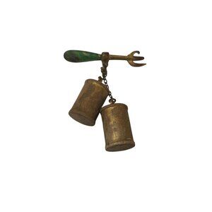 Antique Fork And Celluloid Cans Brooch (A8091)